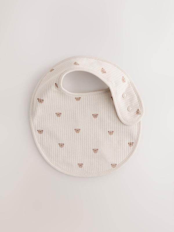 ست پیش‌بند نوزادی ۵ عددی قهوه‌ای و طرح‌دار خرسی نکست | Next baby bibs