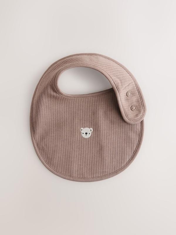 ست پیش‌بند نوزادی ۵ عددی قهوه‌ای و طرح‌دار خرسی نکست | Next baby bibs