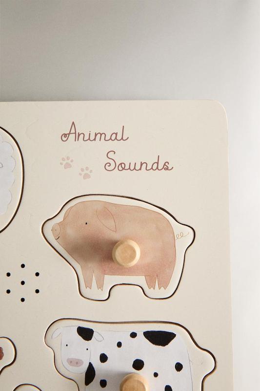 پازل چوبی صدادار حیوانات زارا |  Zara Kids Animal Sounds Wooden Puzzle