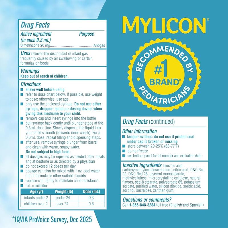 قطره ضد نفخ و دل‌پیچه نوزاد مایلیکون (Infants' Mylicon Gas Relief Drops)
