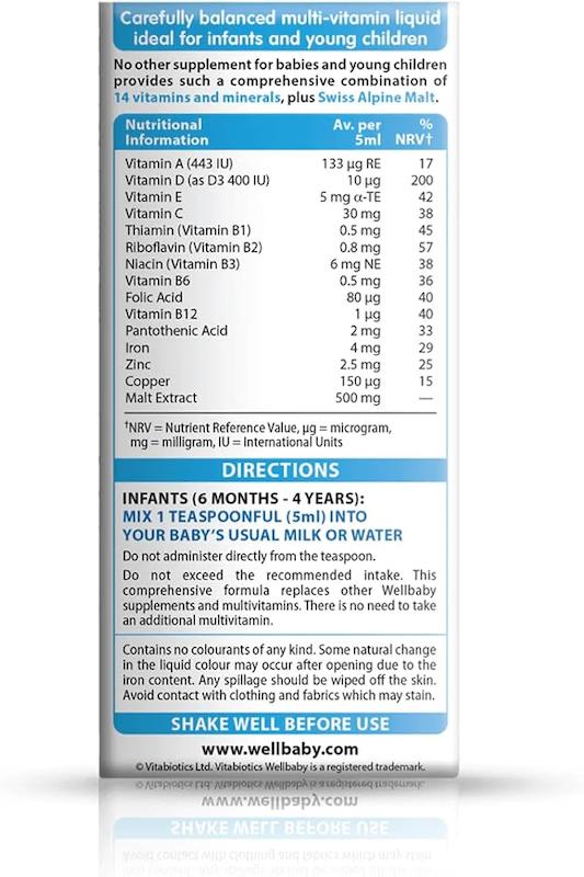 شربت مولتی‌ویتامین ول‌بیبی (Vitabiotics Wellbaby Multi-Vitamin Liquid)