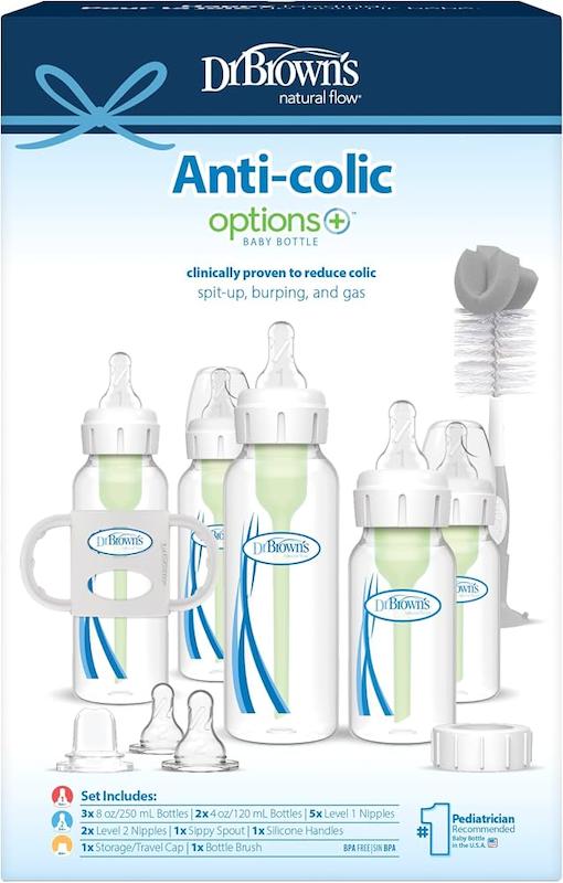 ست کامل ۱۶ تکه شیشه‌شیر و لیوان‌شو ضدکولیک دکتر براونز (Dr. Brown's Options+ Narrow Bottle to Sippy Gift Set)