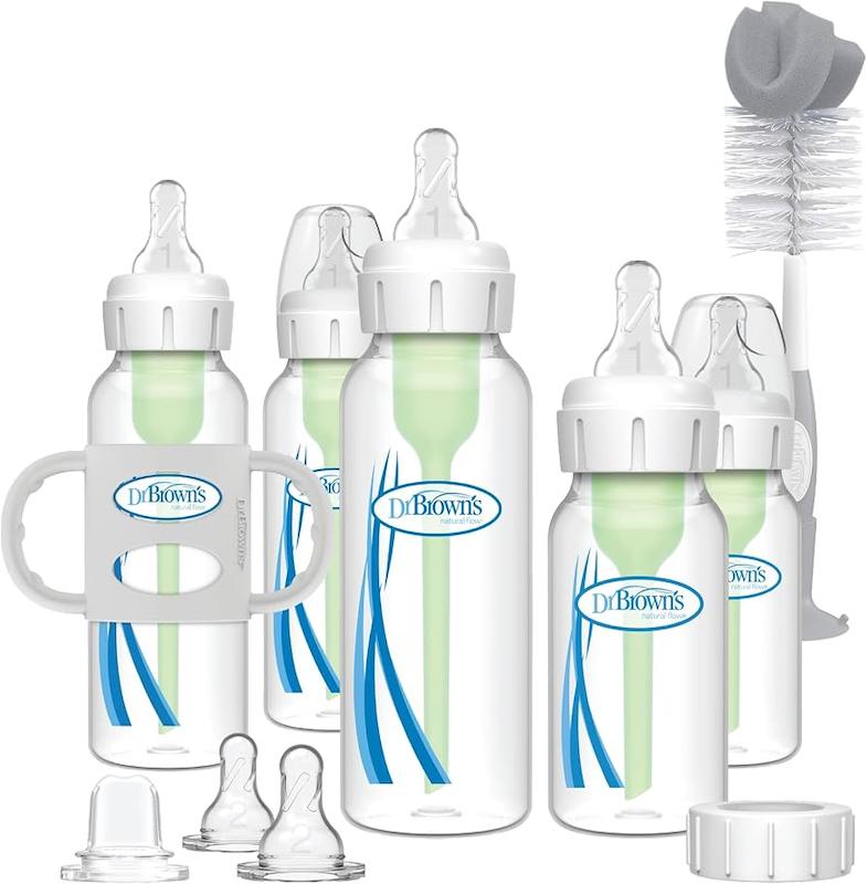 ست کامل ۱۶ تکه شیشه‌شیر و لیوان‌شو ضدکولیک دکتر براونز (Dr. Brown's Options+ Narrow Bottle to Sippy Gift Set)