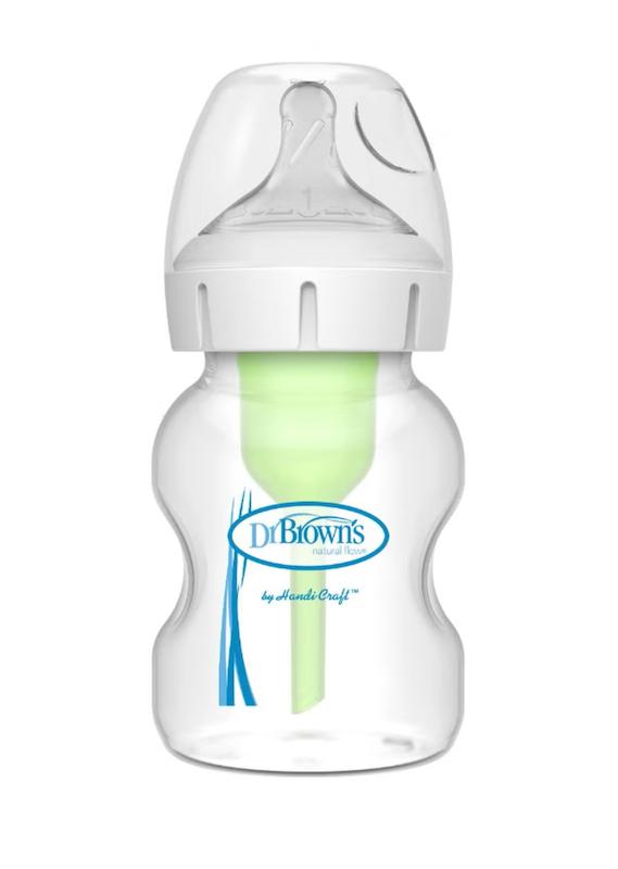 شیشه‌شیر ضدکولیک طلقی دهانه عریض ۱۵۰ میل دکتر براونز (Dr. Brown's Options+ Wide-Neck PP Bottle 150ml)