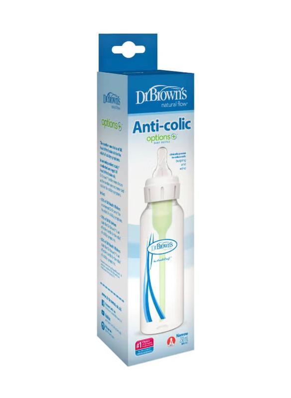 شیشه‌شیر ضدکولیک طلقی دهانه باریک ۲۵۰ میل دکتر براونز (Dr. Brown's Options+ PP Narrow Bottle 250ml)