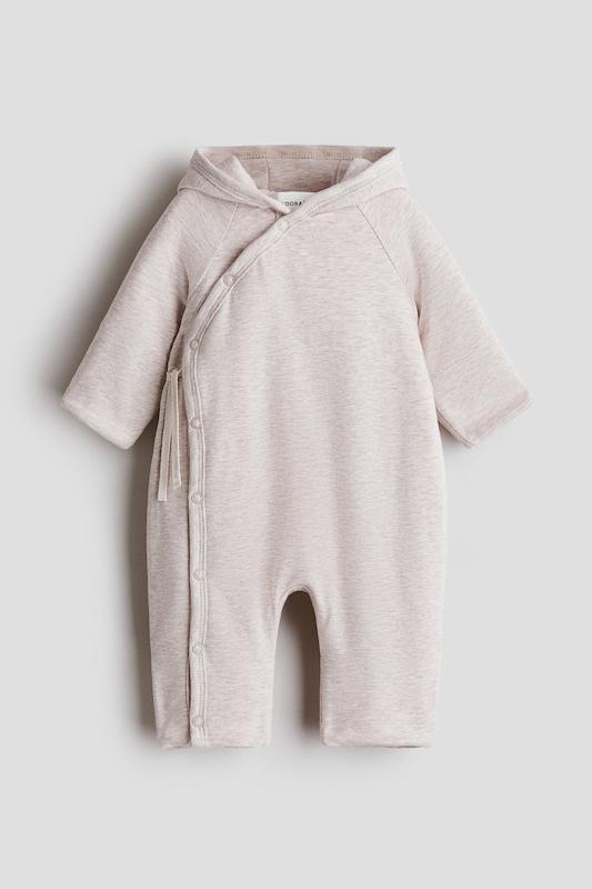 سرهمی نخی لایه‌دار کلاه‌دار نوزادی اچ اند ام مدل پدَد جرسی پرام‌سوییت | H&M Padded Jersey Pramsuit