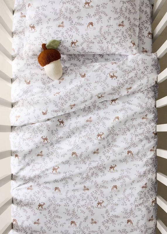 کاور لحاف نخی پرکال طرح‌دار نوزادی منگو | Mango Patterned 100% Percale Cotton Crib Duvet Cover