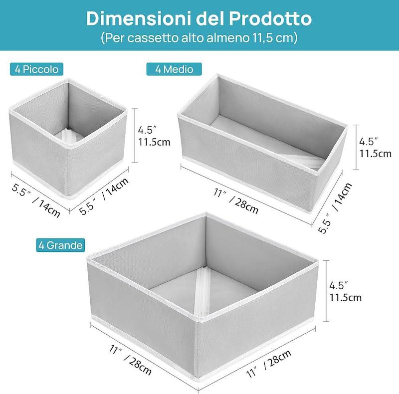 ست ۱۲ عددی نظم‌دهنده و تفکیک‌کننده کشو و کمد لباس ویتاپ‌مارت | Vtopmart 12-Pack Drawer Organizer Bins for Clothes