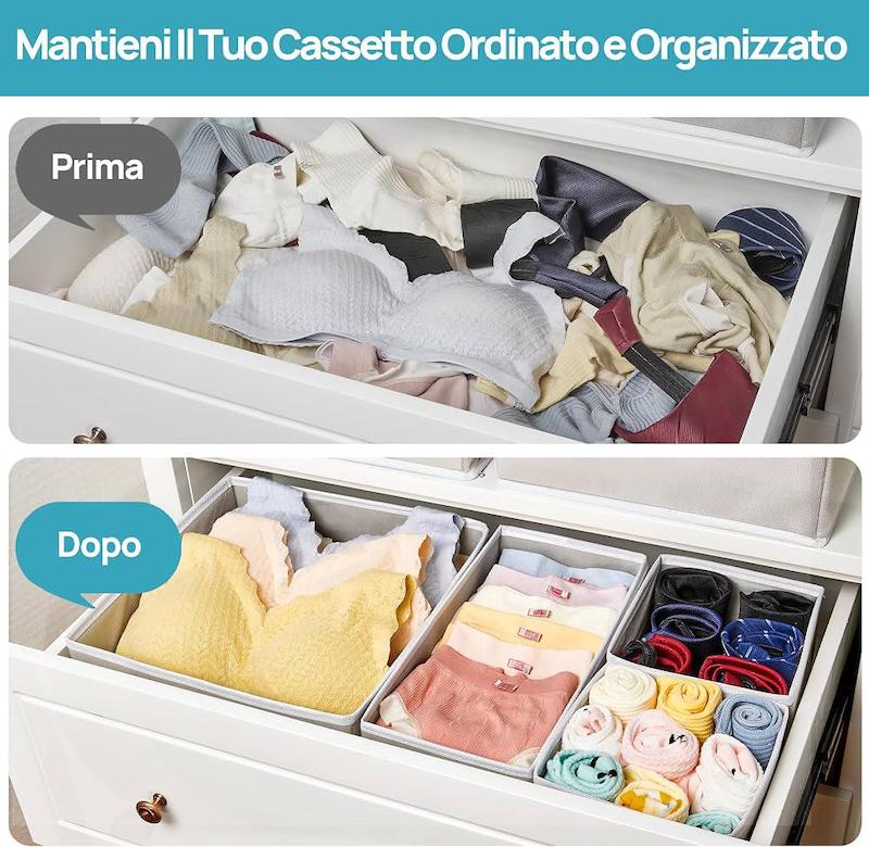ست ۱۲ عددی نظم‌دهنده و تفکیک‌کننده کشو و کمد لباس ویتاپ‌مارت | Vtopmart 12-Pack Drawer Organizer Bins for Clothes
