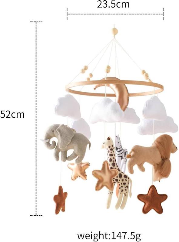 آویز تخت نوزاد بوهو برند ایکوبیگو طرح پادشاهی حیوانات | Ikubigu Baby Mobile for Crib - Animal Kingdom