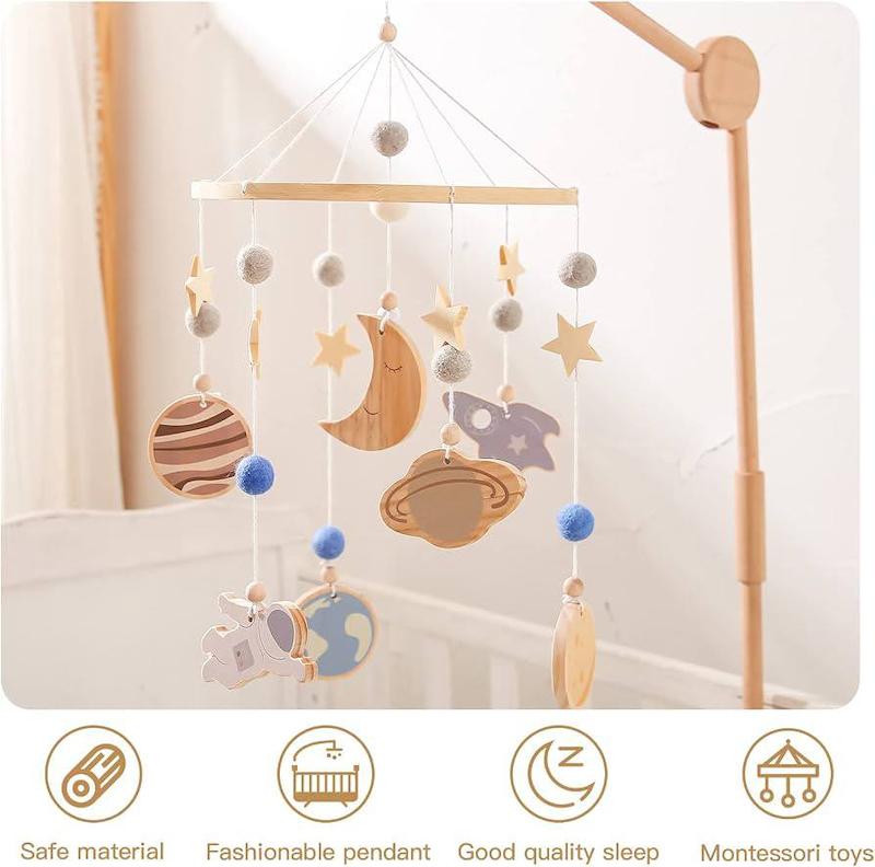 آویز تخت نوزاد چوبی طرح فضایی برند جت‌ام‌اتچ | JETM-HH Space Nursery Mobile