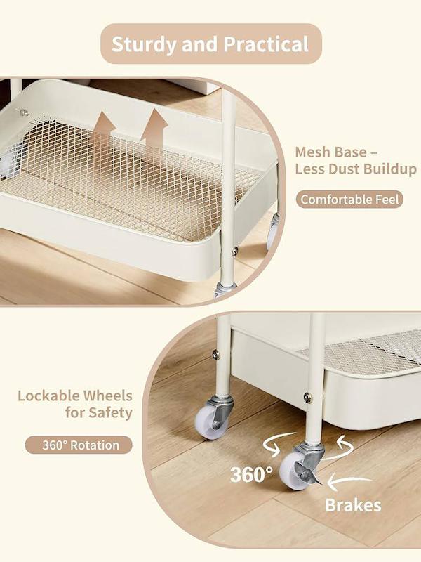 ترالی چرخ‌دار و نظم‌دهنده لوازم نوزاد ۲ در ۱ فرتلا | Fortella 2-in-1 Rolling Diaper Cart & Nursery Organizer