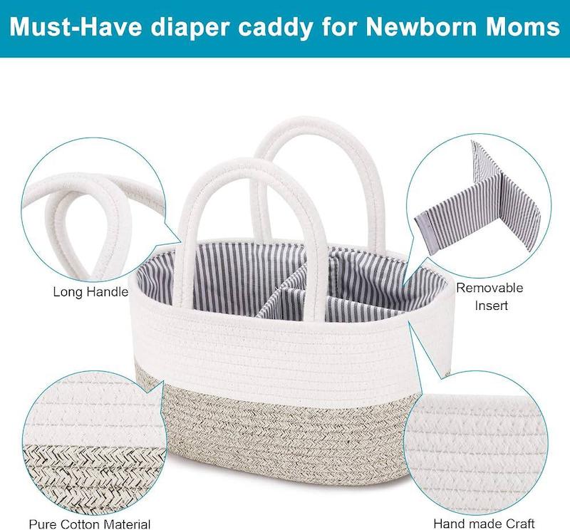 سبد نظم‌دهنده و کیف لوازم نوزاد طنابی اَبنکل | ABenkle Baby Diaper Caddy Nursery Storage Bin