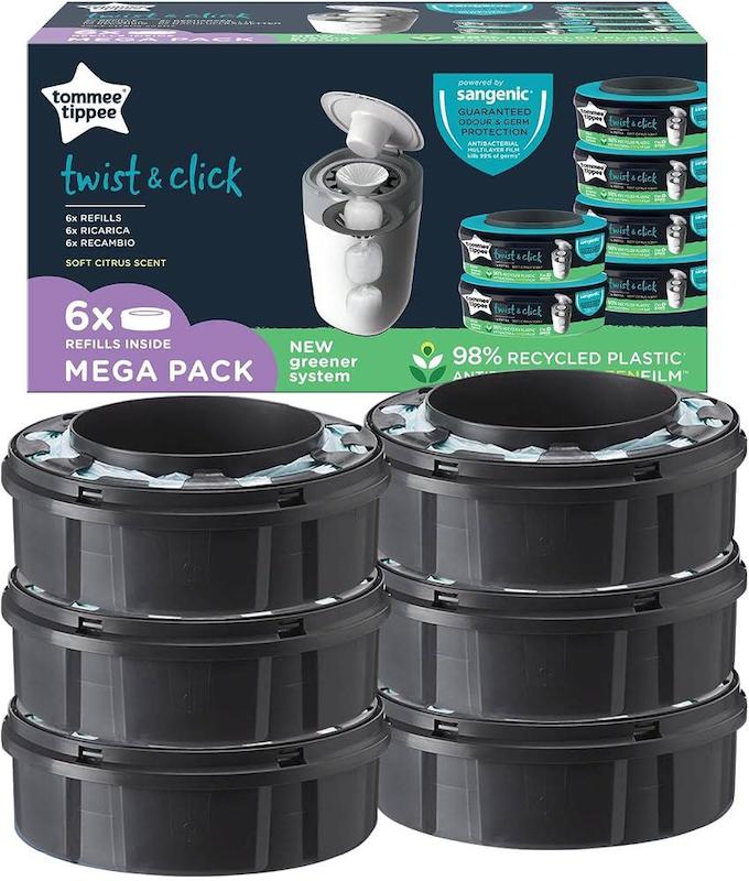 پک ۶ عددی کاست تعویض سطل زباله پوشک تامی تیپی مدل سانجنیک | Tommee Tippee Sangenic Universal Nappy Bin Refills - Mega Pack