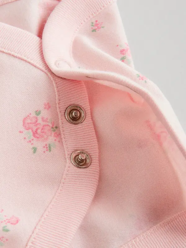 ست ۵ عددی بادی آستین کوتاه نوزادی صورتی و سفید گلدار |Next baby Bodysuits