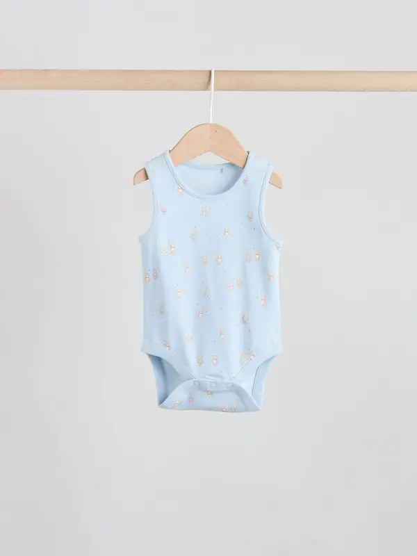 ست ۵ عددی بادی رکابی نوزادی آبی و سفید خرسی | Next Baby Long Sleeve Bodysuits
