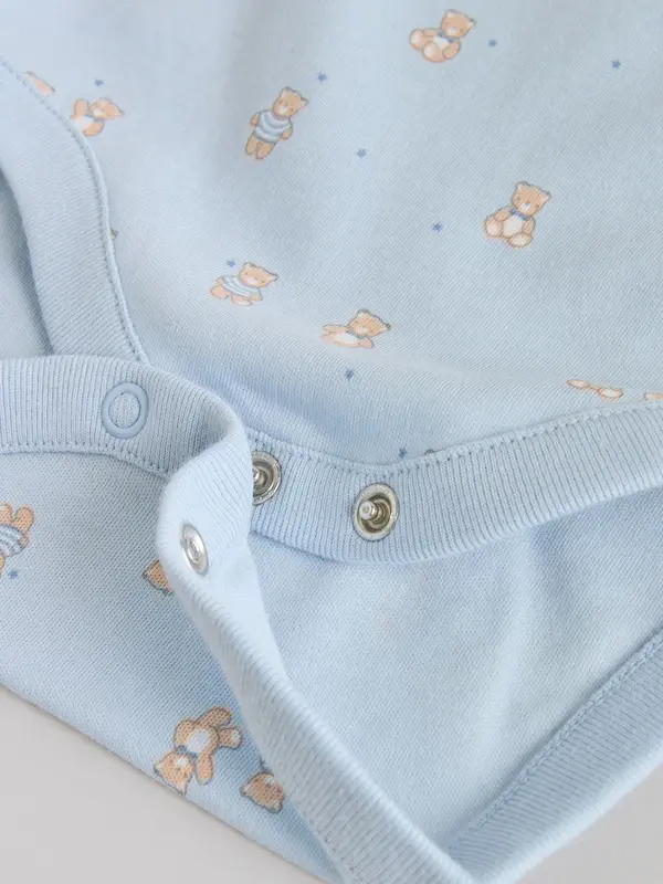 ست ۵ عددی بادی رکابی نوزادی آبی و سفید خرسی | Next Baby Long Sleeve Bodysuits