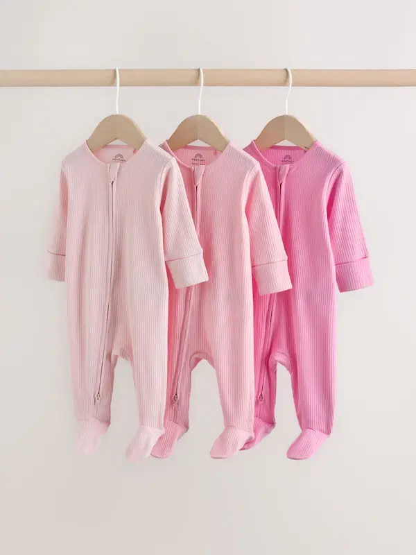 پک ۳ عددی سرهمی خواب زیپ‌دار دوطرفه صورتی نکست | Next sleepsuits 