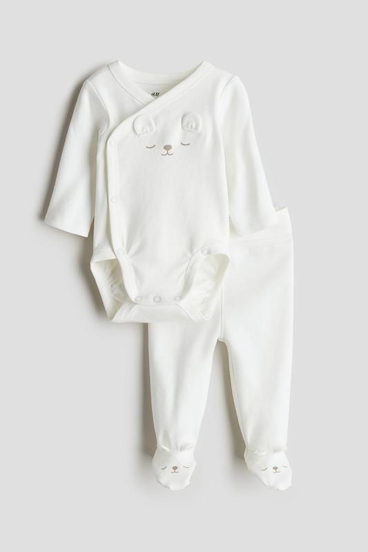 ست لباس نخی ۲ تکه نوزادی اچ‌اند‌ام | H&M cotton set