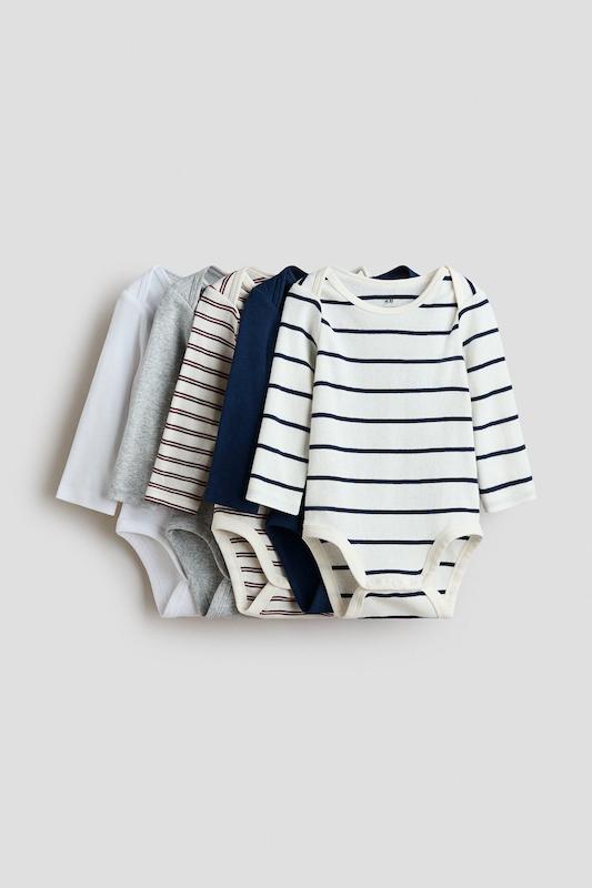 ست بادی آستین‌بلند یقه پاکتی ۵ عددی اچ‌اند‌ام | H&M bodysuit 