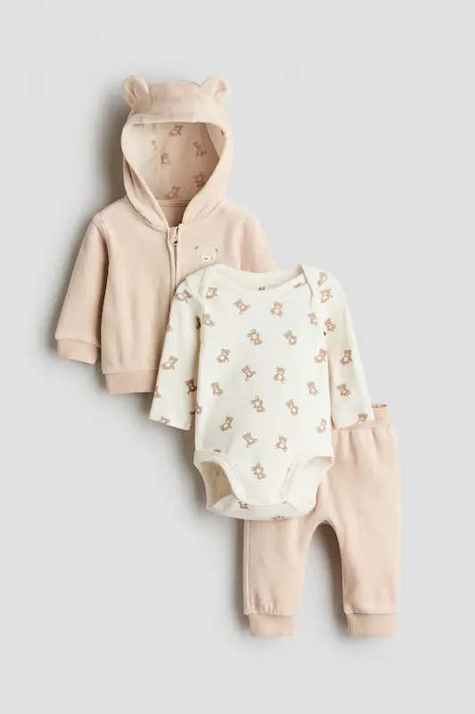 ست ۳ عددی نخی نوزادی اچ‌اند‌ام | H&M baby set