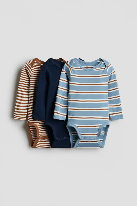 ست ۳ عددی بادی نخی و یقه پاکتی اچ‌اند‌ام | H&M bodysuit