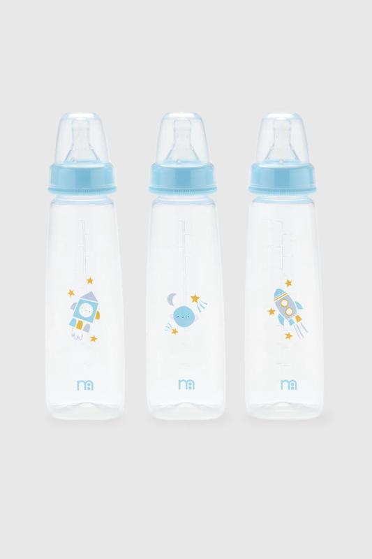 ست ۳ عددی شیشه شیر دهانه باریک مادرکر |  Mothercare Narrow Neck Bottles Blue Rocket
