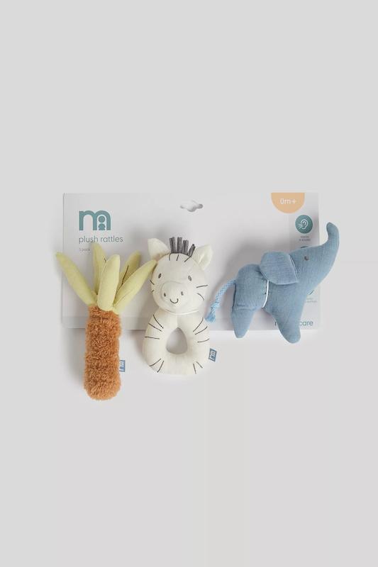 ست ۳ عددی جغجغه پولیشی طرح سافاری مادرکر | 3 Pack Mothercare Safari Rattles