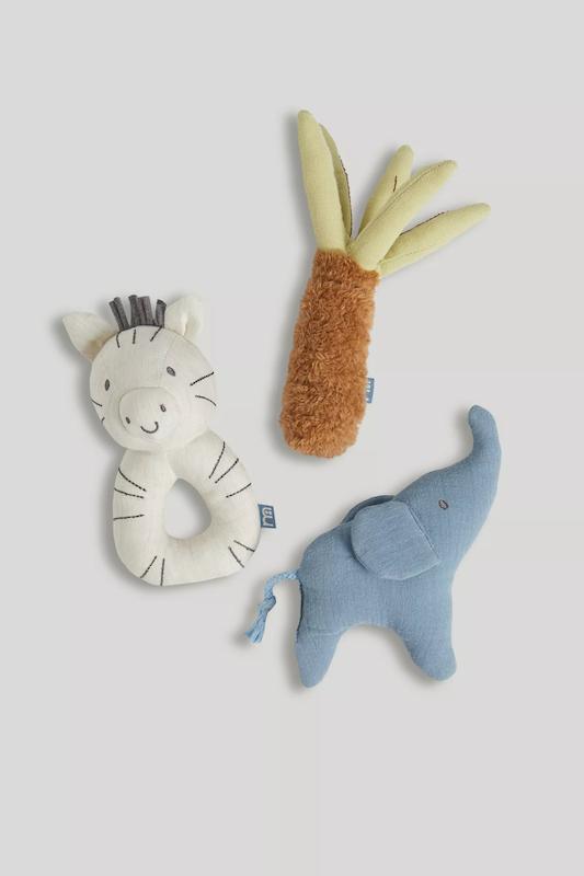 ست ۳ عددی جغجغه پولیشی طرح سافاری مادرکر | 3 Pack Mothercare Safari Rattles