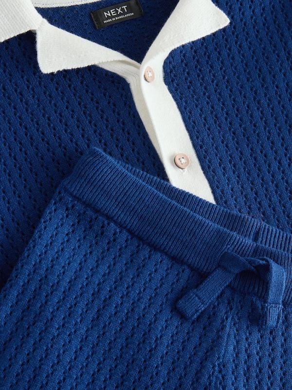ست پیراهن پلوشرت بافت و شلوارک سرمه‌ای نکست | Next Navy Blue Knitted Polo Shirt and Shorts Set