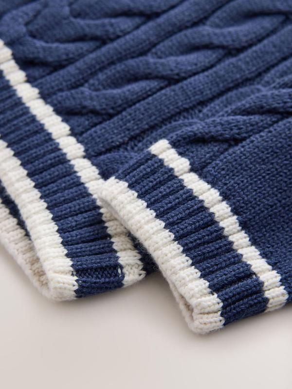 پلیور بافت طرح ورزشی سرمه‌ای نکست |  Next Navy Blue Cable Knit Varsity Jumper