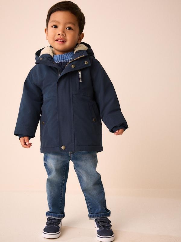 کاپشن پارکا ضدآب آستر بورگ سرمه‌ای نکست | Next Navy Waterproof Borg Lined Parka