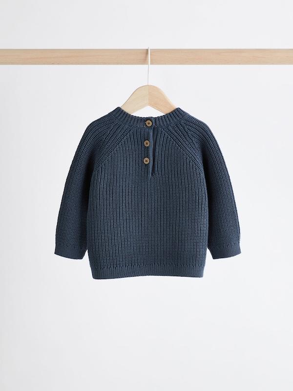 ست پلیور بافت جیب‌دار و لگینگ نوزادی آبی نکست | Next Blue Baby Knitted Jumper and Leggings Set
