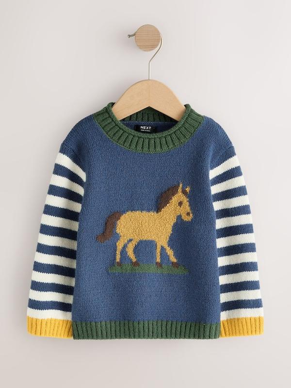 پلیور بافت طرح اسب سرمه‌ای نکست | Next Navy Blue Horse Character Knitted Crew Neck Jumper
