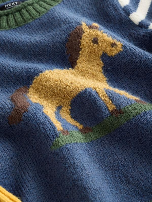 پلیور بافت طرح اسب سرمه‌ای نکست | Next Navy Blue Horse Character Knitted Crew Neck Jumper