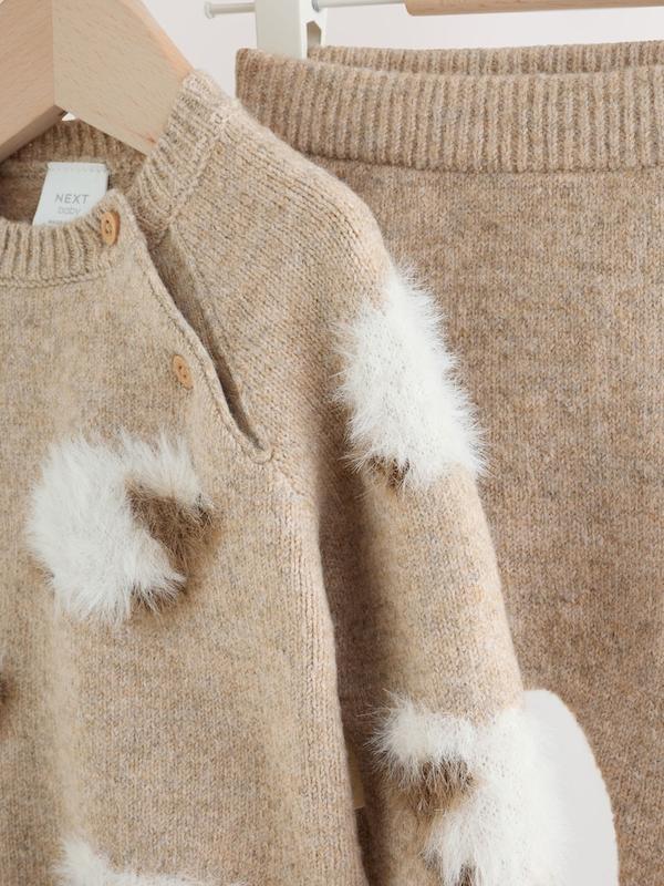 ست پلیور و لگینگ بافت طرح گوسفند قهوه‌ای نکست | Next Brown Sheep Baby Knitted Jumper and Leggings Set