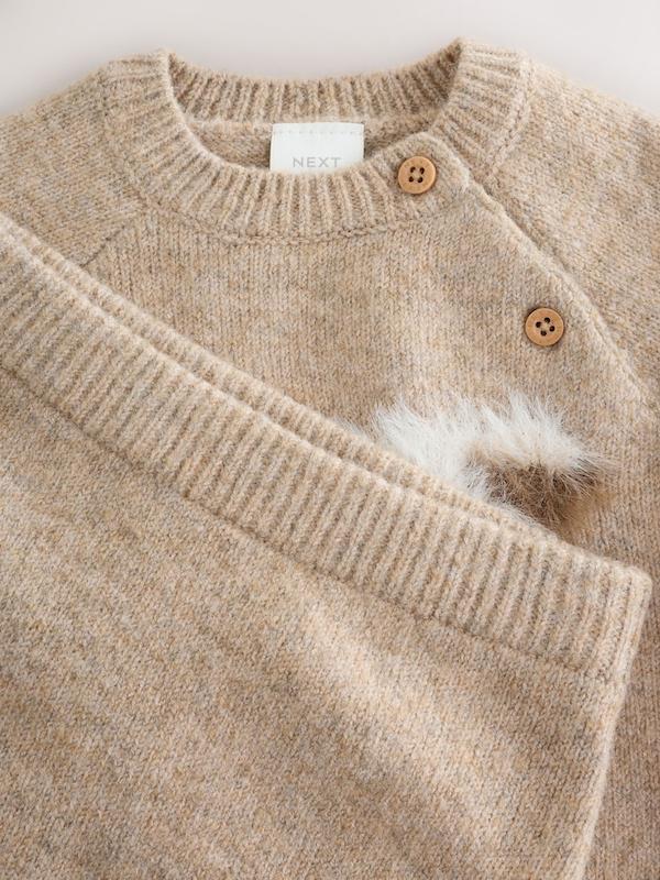ست پلیور و لگینگ بافت طرح گوسفند قهوه‌ای نکست | Next Brown Sheep Baby Knitted Jumper and Leggings Set