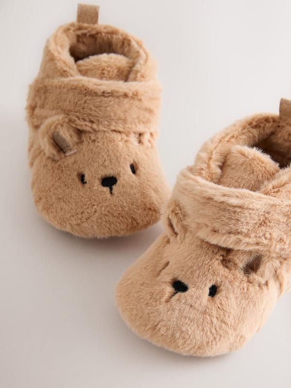 پاپوش و بوت خزدار نوزادی طرح خرس قهوه‌ای روشن نکست | Next Tan Brown Bear Baby Slipper Wrap Boots