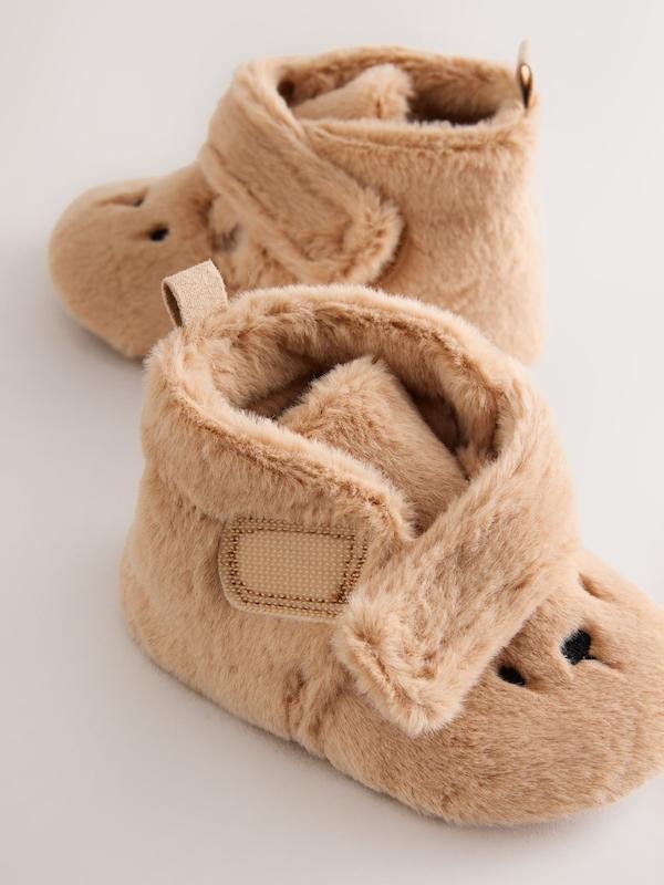 پاپوش و بوت خزدار نوزادی طرح خرس قهوه‌ای روشن نکست | Next Tan Brown Bear Baby Slipper Wrap Boots