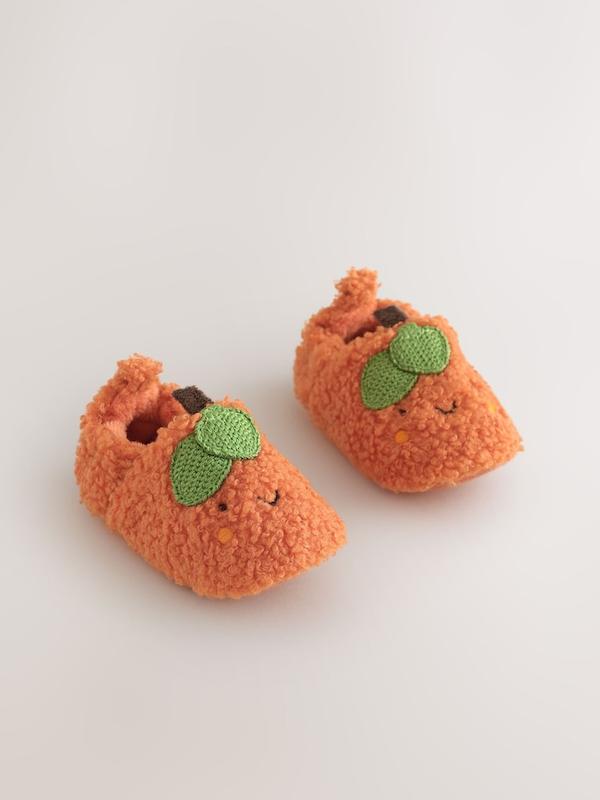 پاپوش و کفش عروسکی نوزادی طرح کدو تنبل نارنجی نکست | Next Orange Pumpkin Baby Slip-On Shoes