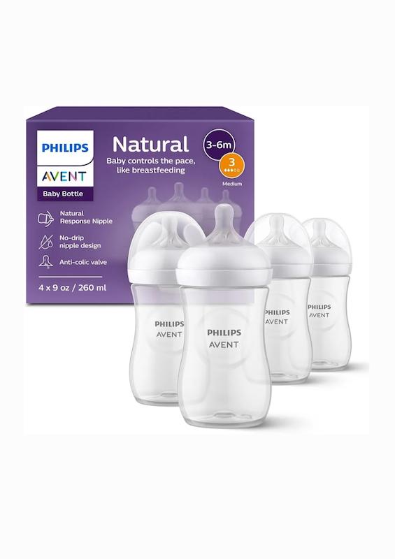 شیشه شیر ۴ عددی اونت فیلیپس ۲۶۰ میلی لیتری مدل Philips baby bottle | Natural Response