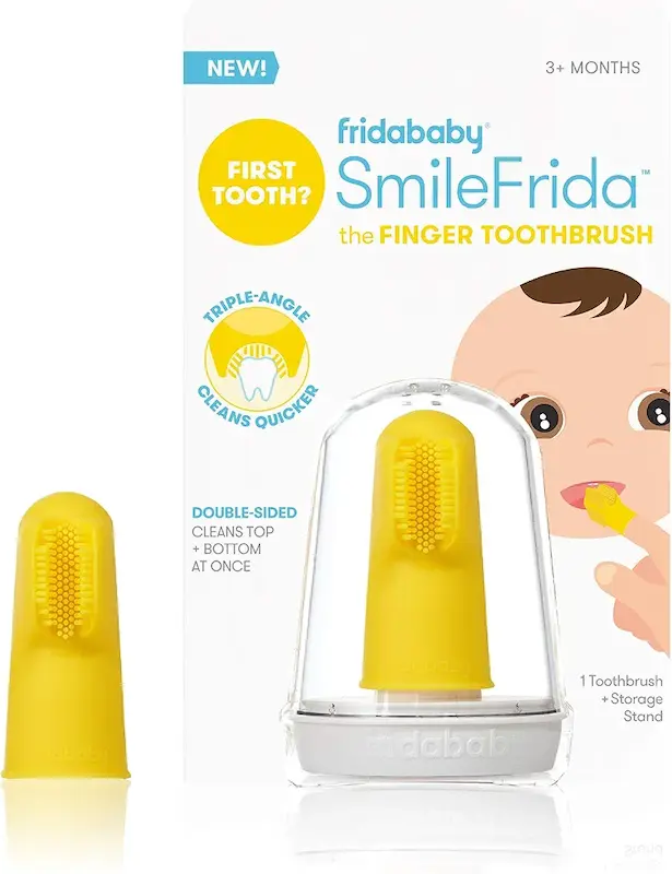 مسواک انگشتی نوزاد فریدا بیبی مدل اسمایل‌فریدا با محفظه نگهدارنده |  Fridababy SmileFrida The Finger Toothbrush