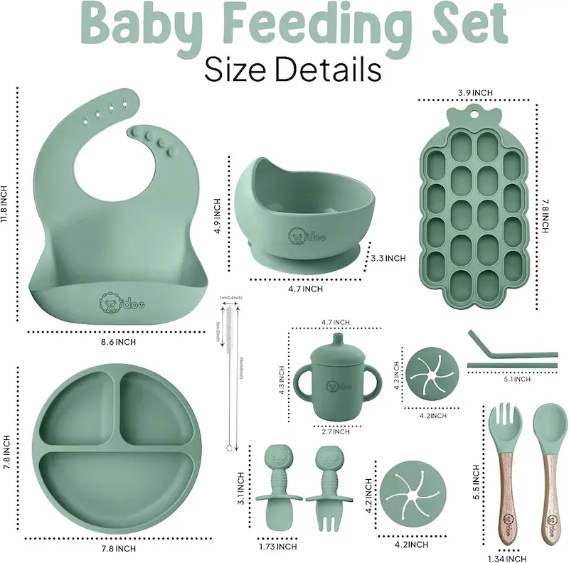 ست ظرف غذا و غذاخوری سیلیکونی نوزاد اوودوئه | O'doe Baby Weaning Set - 15 Pcs