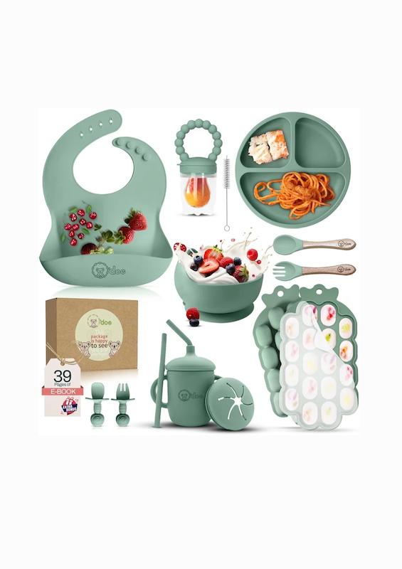 ست ظرف غذا و غذاخوری سیلیکونی نوزاد اوودوئه | O'doe Baby Weaning Set - 15 Pcs