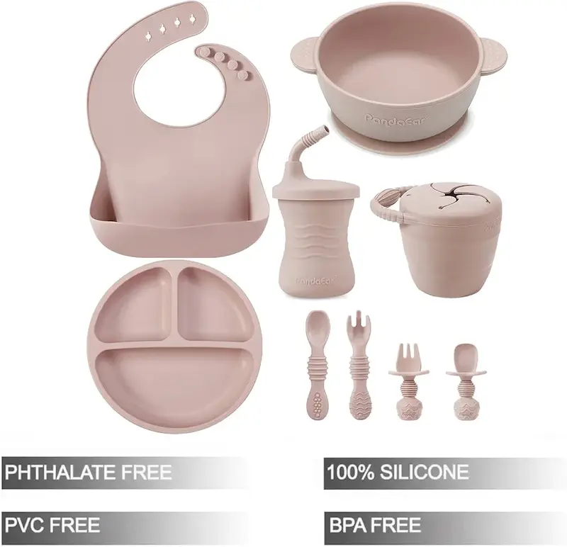 ست ظروف غذاخوری سیلیکونی نوزاد پاندا ایر |  PandaEar Silicone Baby Tableware Set - 9 Pcs