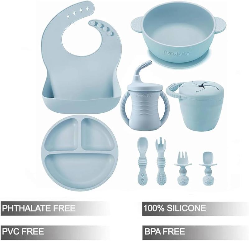 ست ظروف غذاخوری سیلیکونی نوزاد پاندا ایر |  PandaEar Silicone Baby Tableware Set - 9 Pcs
