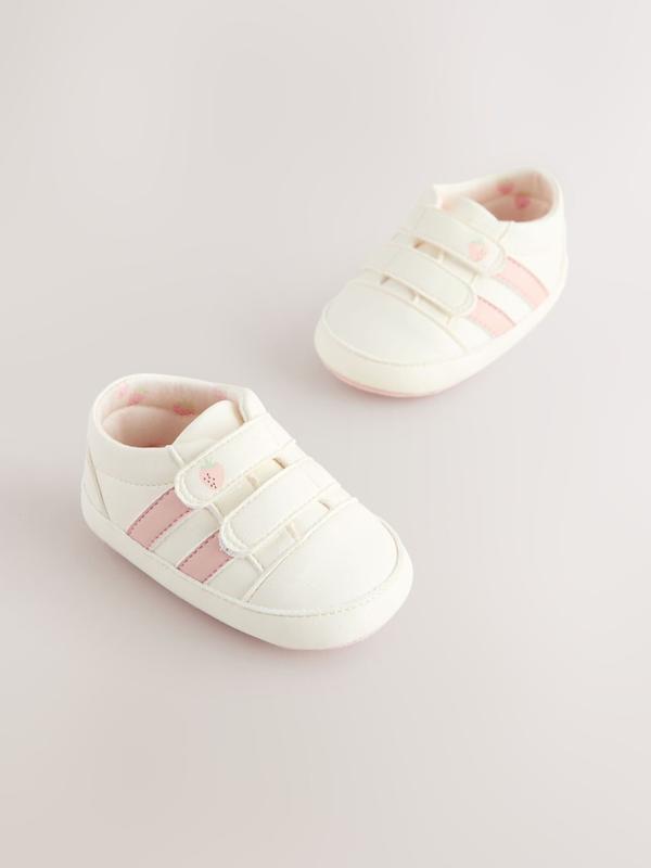 کفش کتانی نوزادی چسبی نکست سفید و صورتی نکست | Next baby trainers ​