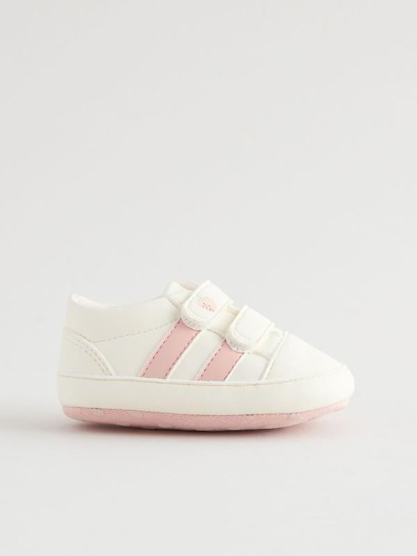 کفش کتانی نوزادی چسبی نکست سفید و صورتی نکست | Next baby trainers ​