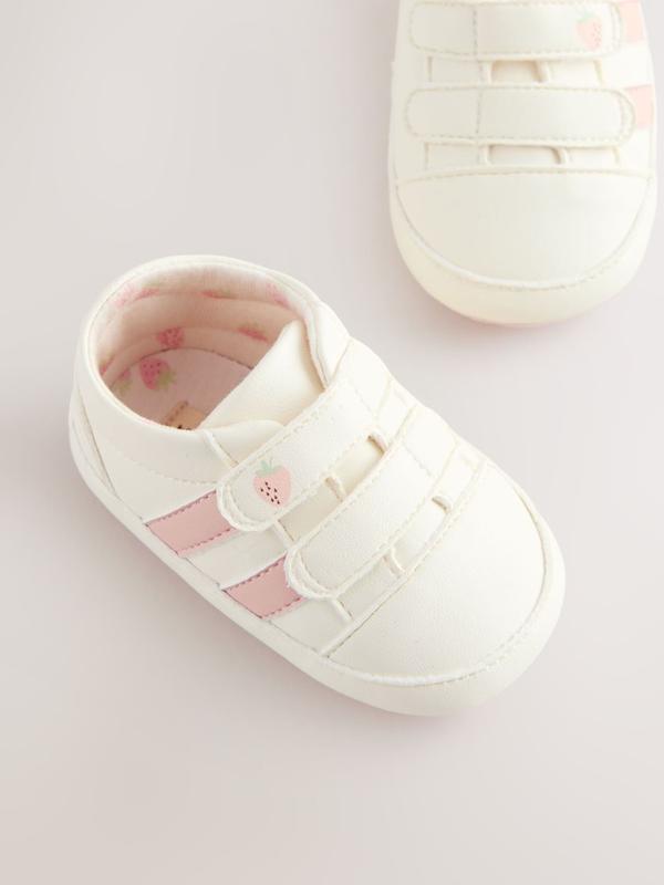 کفش کتانی نوزادی چسبی نکست سفید و صورتی نکست | Next baby trainers ​