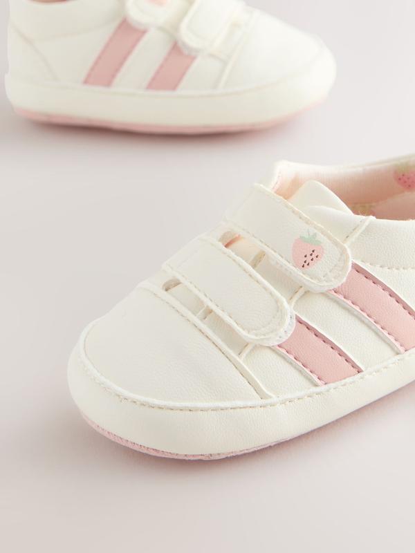 کفش کتانی نوزادی چسبی نکست سفید و صورتی نکست | Next baby trainers ​